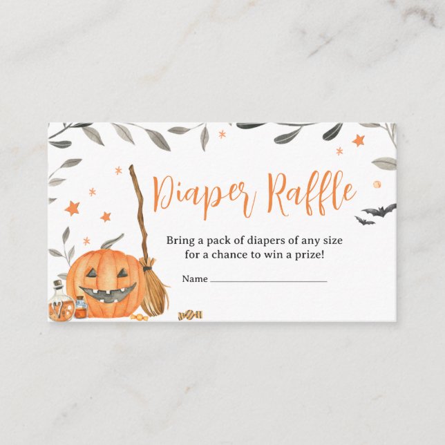 Orange Baby is Brewing Cute Diaper Raffle Enclosure Card (Front)