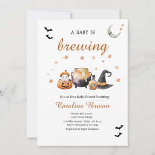 Orange Baby is Brewing Cute Halloween Baby Shower Invitation