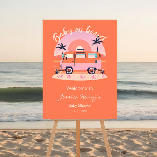 Orange Baby on Board Baby Shower Welcome Sign