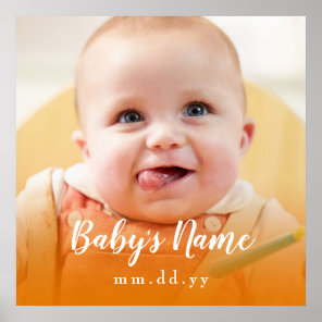 Orange Baby Photo (Personalize Text & Photo) Poster