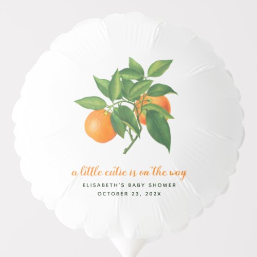 Orange Baby Shower A Little Cutie Citrus Leaves Balloon