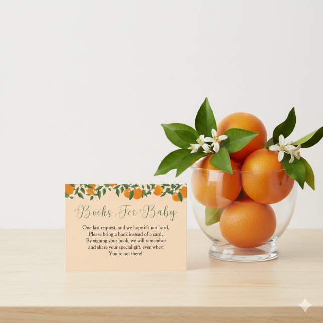 Orange Baby Shower Books For Baby Enclosure Card (Creator Uploaded)