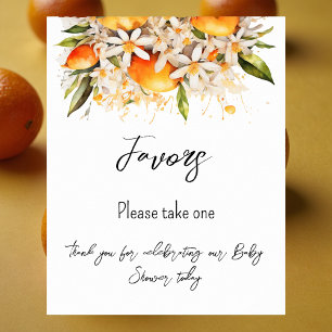 Orange Baby Shower Citrus Favors Poster