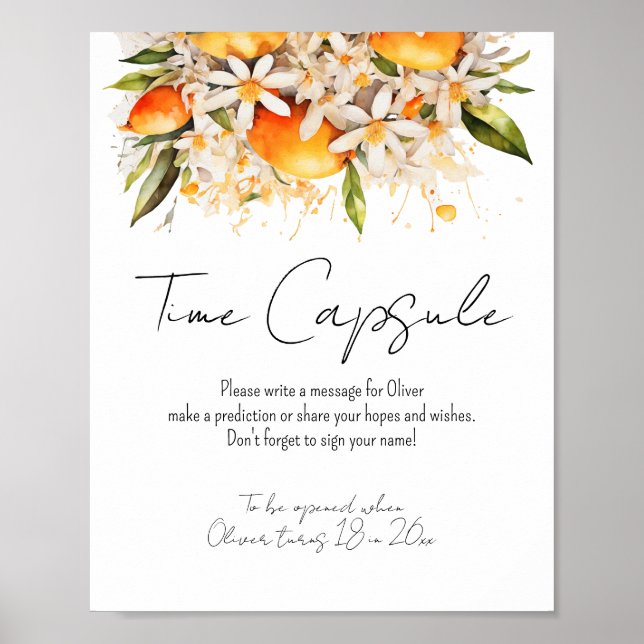 Orange Baby Shower Citrus Time Capsule Poster (Front)