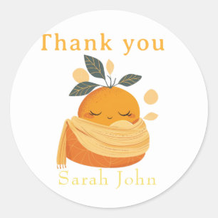 orange Baby shower  Classic Round Sticker