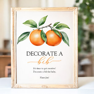 Orange Baby Shower Decorate A Bib Sign