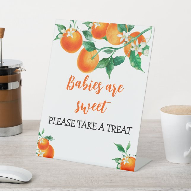 Orange Baby Shower Favors Sign (In SItu)