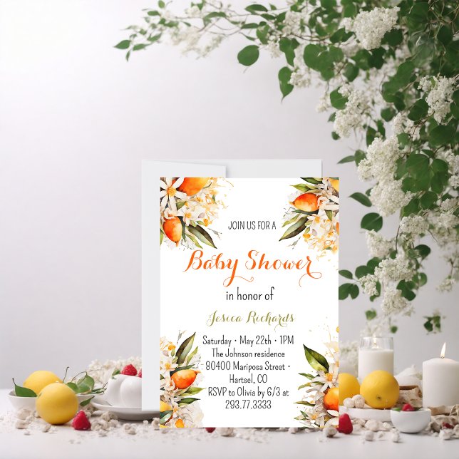 Orange Baby Shower Gender Neutral Citrus Invitation (Creator Uploaded)