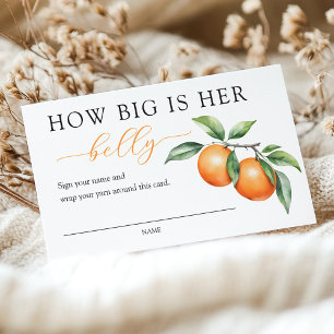 Orange Baby Shower How Big is Her Belly Game Enclosure Card