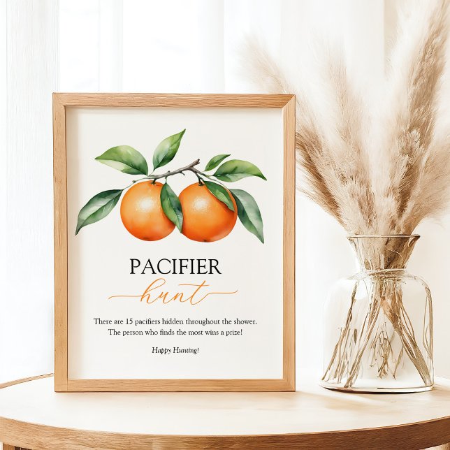 Orange Baby Shower Pacifier Hunt Game Sign (Creator Uploaded)