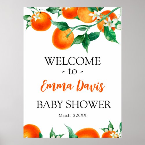 Orange Baby Shower Welcome Sign Template