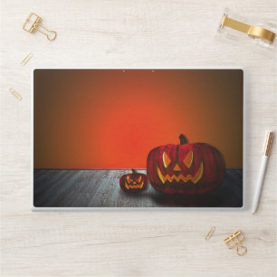 Orange Backdrop Halloween room with pumpkin HP Laptop Skin