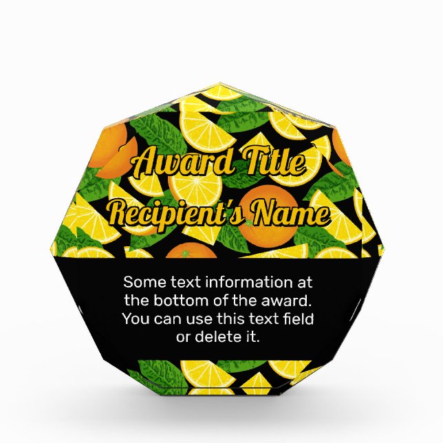 Orange Background Acrylic Award (Front)