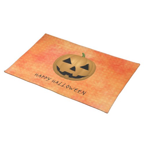 Orange Background And Pumpkin Cloth Placemat