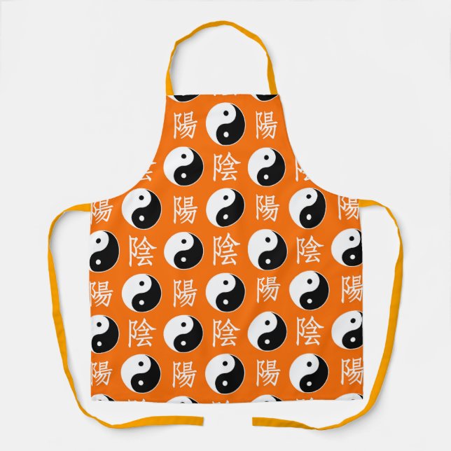 Orange Background Chinese Yinyang Pattern Apron (Front)