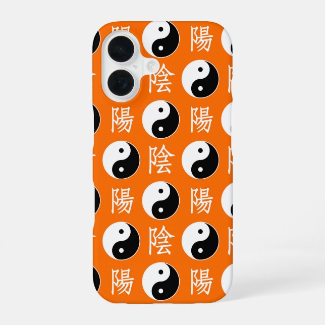 Orange Background Chinese Yinyang Pattern Iphone Case (Back)