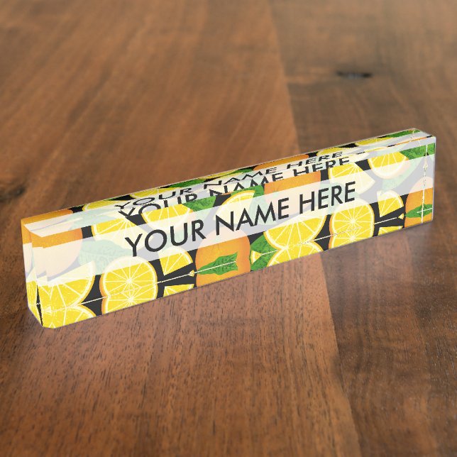 Orange Background Desk Name Plate (Side)