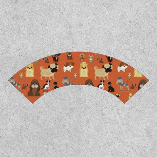 orange background dogs pattern. patch