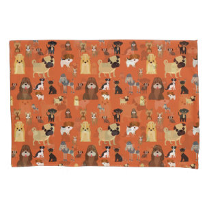 orange background dogs pattern. pillow case