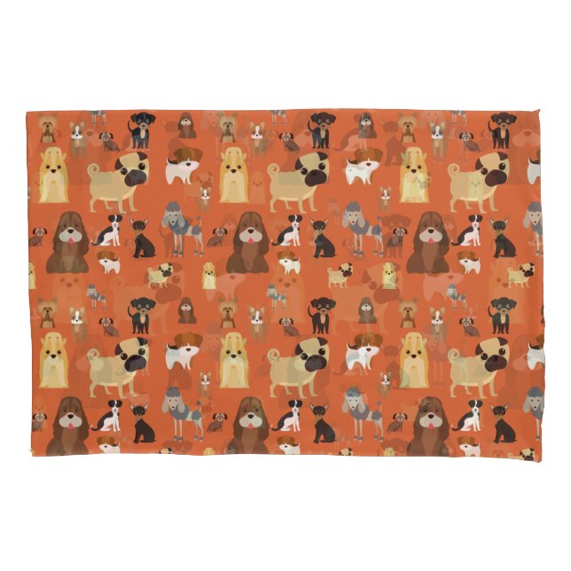 orange background dogs pattern. pillow case (Front)