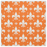 Orange Background Fleur-de-lis Pattern Design  Fabric