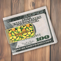 Orange Background Gold Finish Money Clip