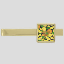 Orange Background Gold Finish Tie Bar