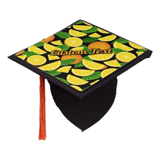 Orange Background Graduation Cap Topper (Angled)