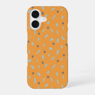 Orange Background Gray Polka Dots Blue Confetti iPhone 16 Case