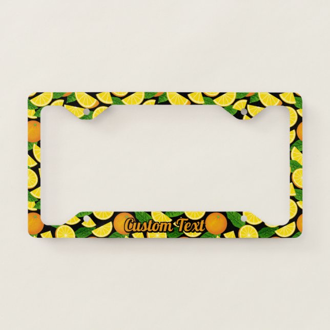 Orange Background Pattern License Plate Frame (Front)