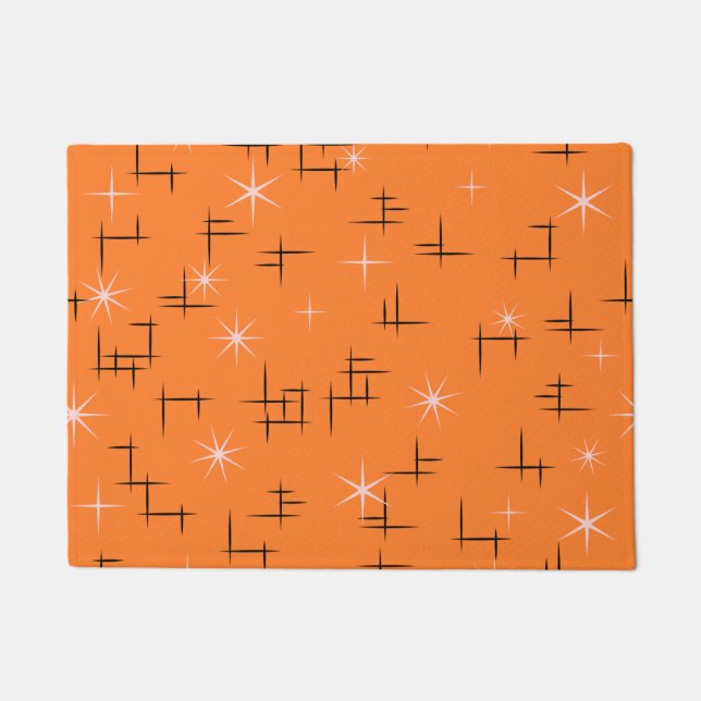 Orange Background Retro Pattern Doormat (Front)