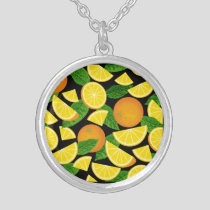 Orange Background Silver Plated Necklace
