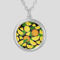 Orange Background Silver Plated Necklace