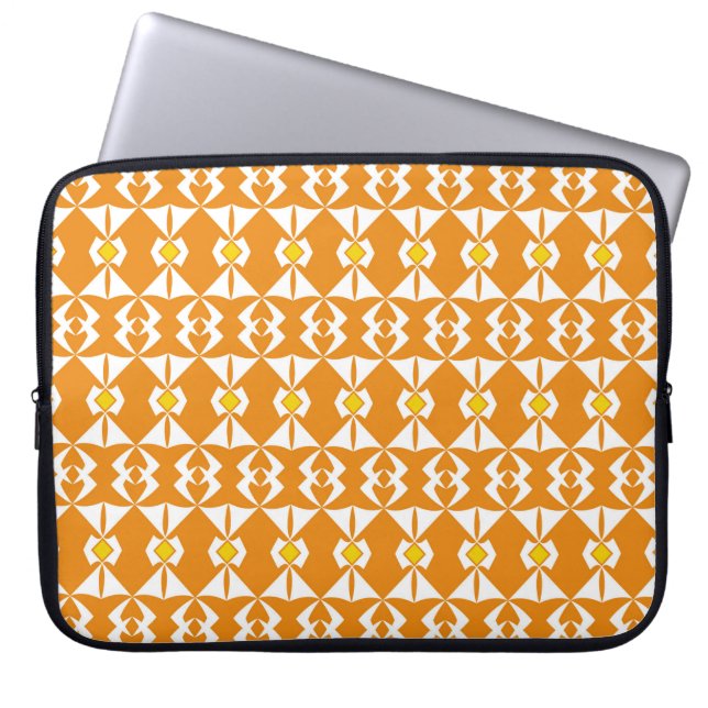Orange background with align repeated abstract pat laptop sleeve (Front)