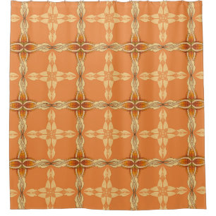 Orange background with repeated tribe abstractabst shower curtain