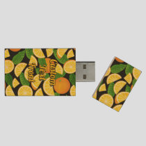 Orange Background Wood Flash Drive