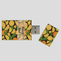 Orange Background Wood Flash Drive