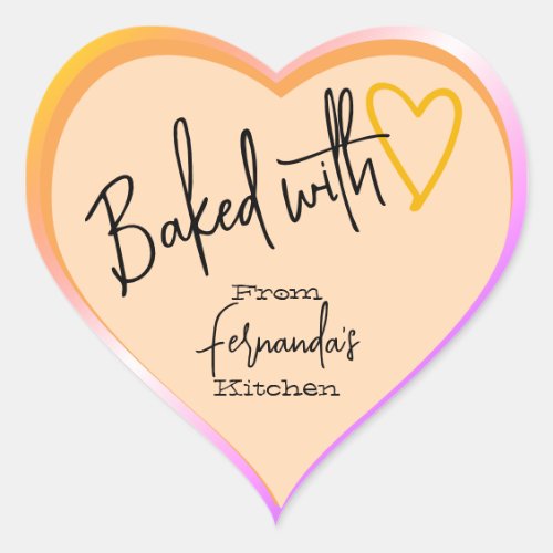 Orange Baked with Love Baking From The Kitchen Heart Sticker