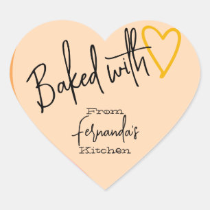 Orange Baked with Love Baking From The Kitchen Heart Sticker