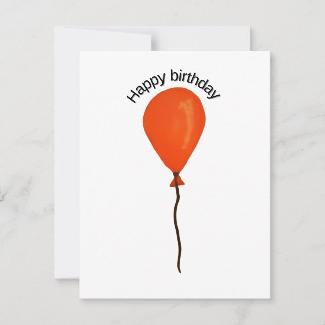 Orange balloon happy birthday note card (Front)