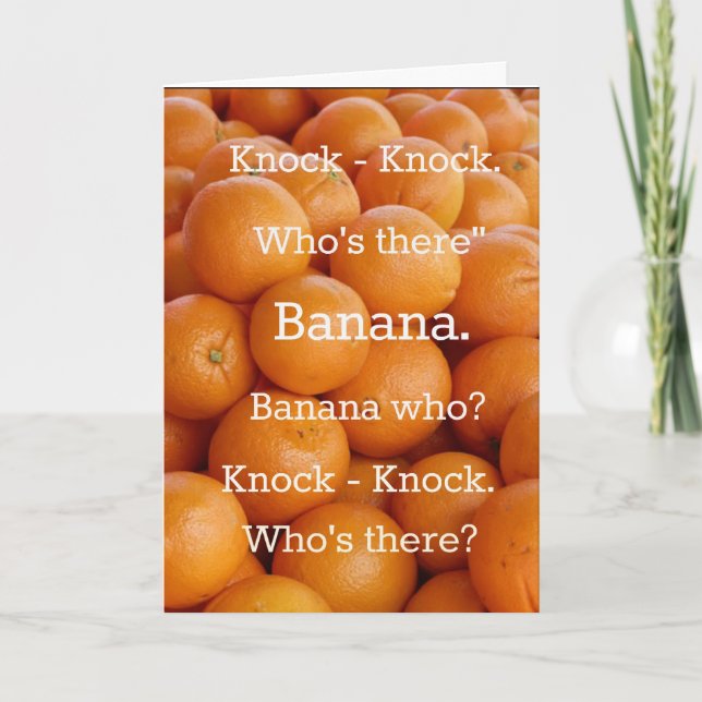 Orange Banana Knock-knock Joke Greeting Card (Front)