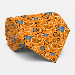 Orange Bandana and Denim Texas Neck Tie