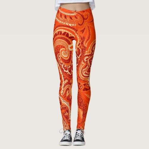 Orange Bandanna Custom Comfortable Retro Leggings