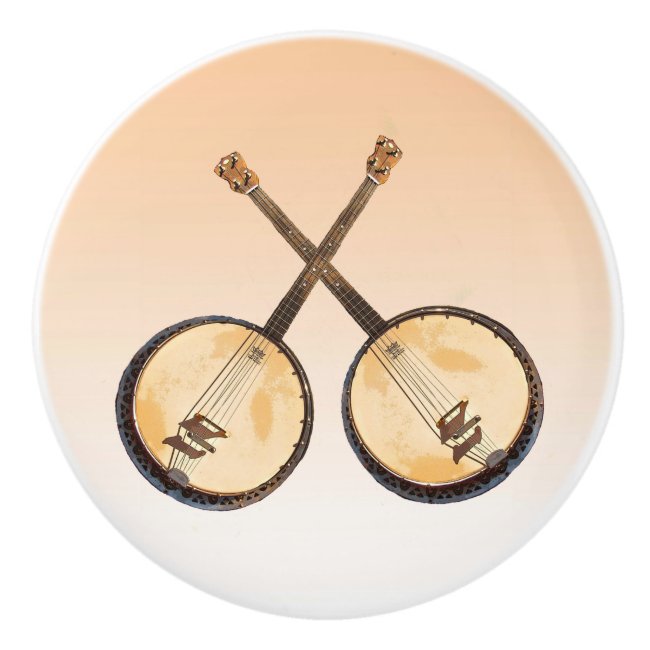 Orange Banjo Music Instrument Ceramic Knob