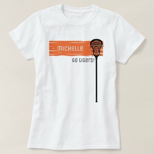 Orange Banner with Lacrosse Stick T_Shirt