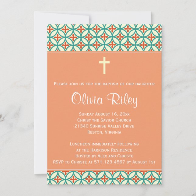 Orange Baptism/Christening Invite (Front)
