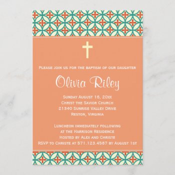 Orange Baptism/christening Invite by OnceForAll at Zazzle