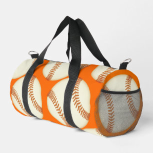 Orange Baseball Pattern Screwball Graphics Duffle Bag