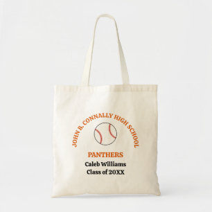 Orange Baseball Team Personalized High School Tote Bag