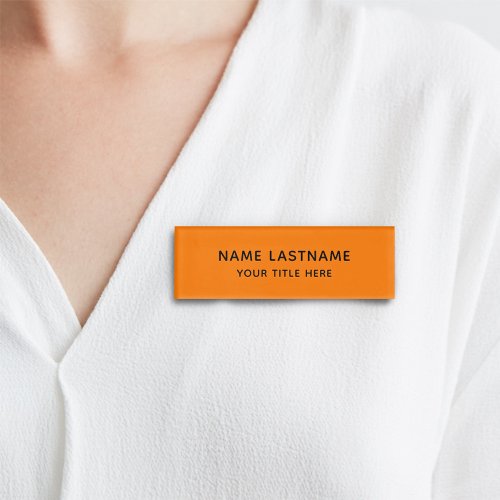 Orange Basic Simple Minimalist Modern Custom Title Name Tag